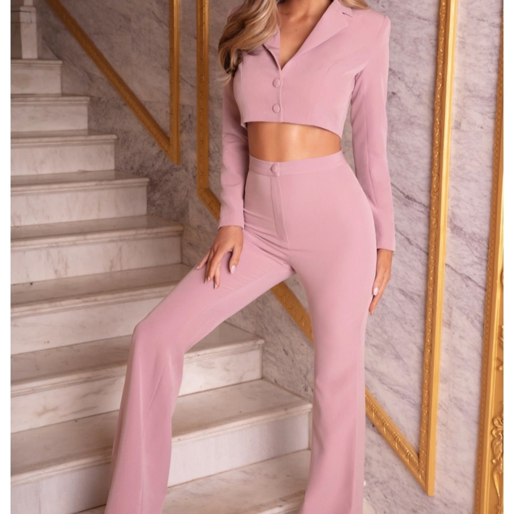 Try harder high waisted flare trousers & blazer